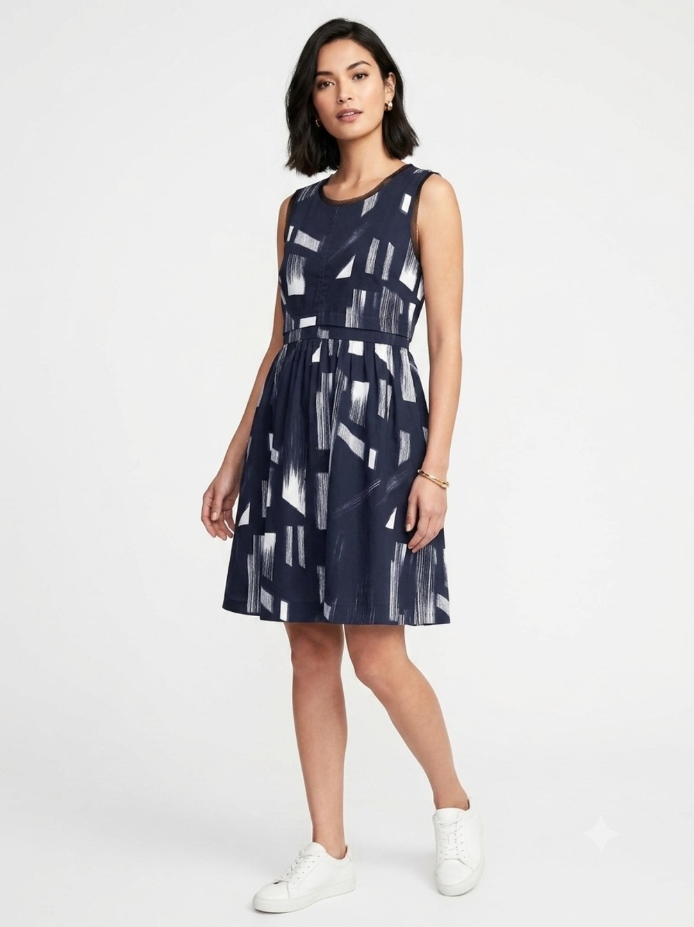 Simply Vera Vera Wang NWOT Cotton No Stretch Brushstroke Sleeveless Dress